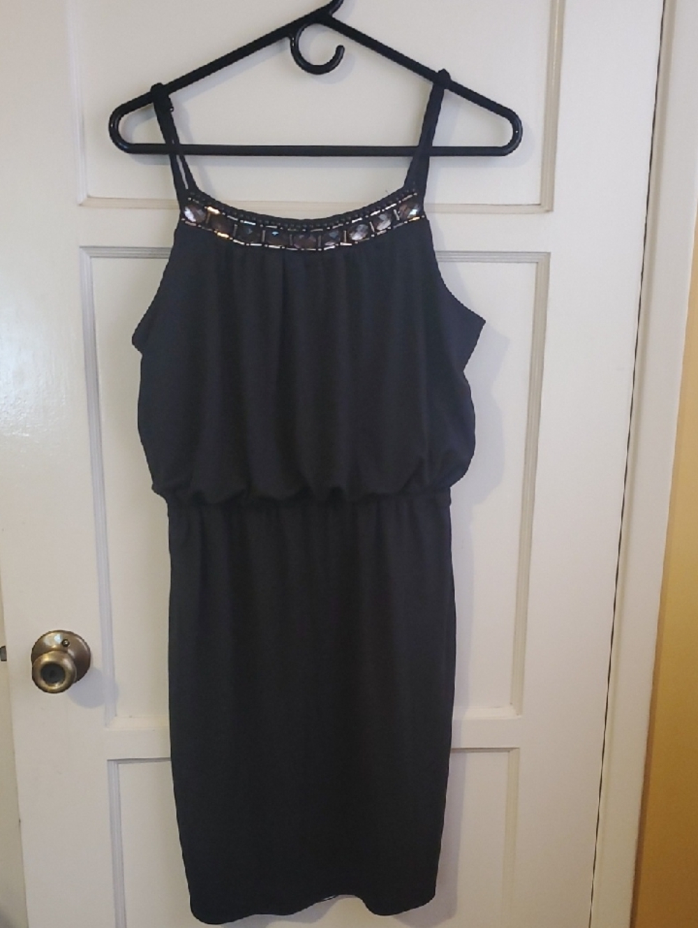 Embellished Black Mini Dress with Halter Straps